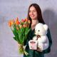 Комбо 17 тюльпанов, игрушка, конфеты